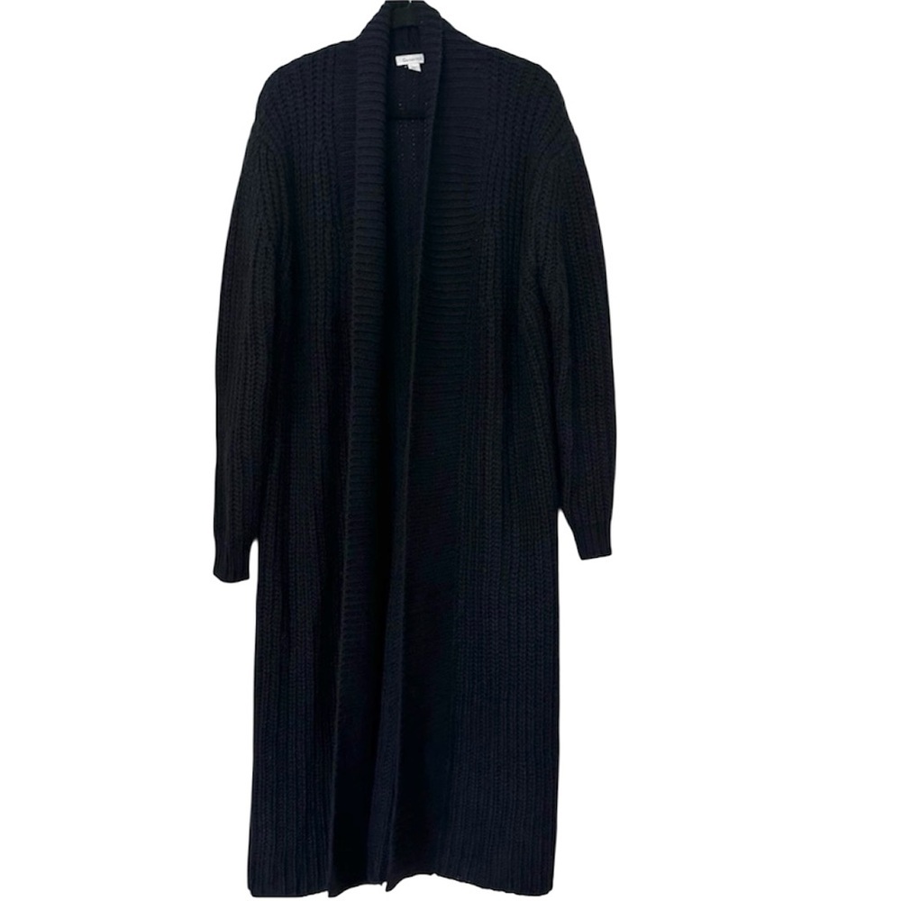 Garnet Hill Wool Alpaca Knit Duster Open Cardigan Womens Large Navy Blue